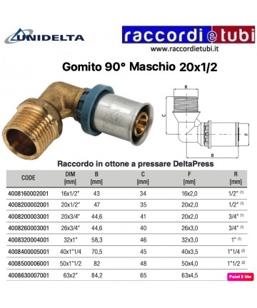 90° BOGEN MIT 20x1/2'' MALE...