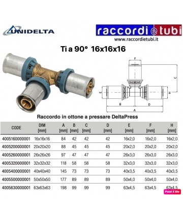 TEE 90° INTERMEDIO 16X16X16