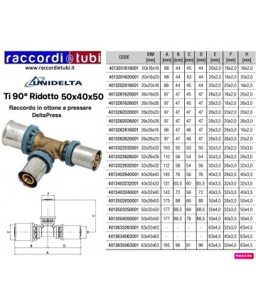 REDUZIERTER TEE D.50x40x50mm