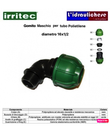 MALE ELBOW CONNECTO 16X1/2