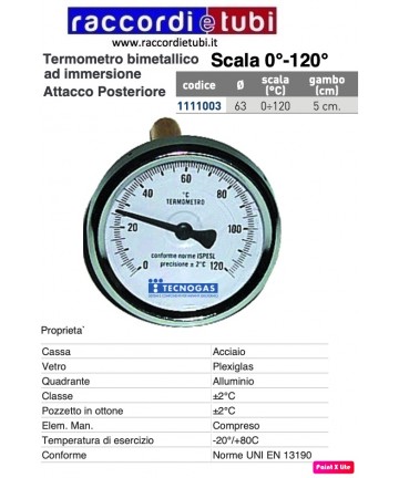 Bimetallthermometer 0/120...