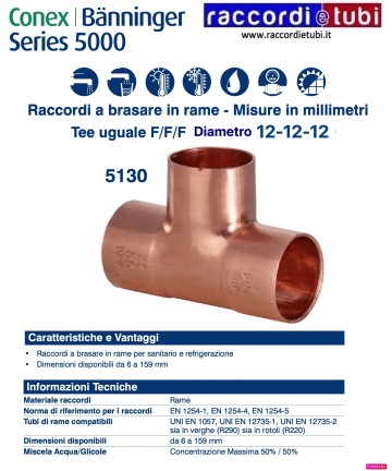 TEE F/F/F DIAMETRO 12x12x12mm