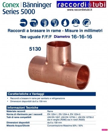 TEE F/F/F DIAMETRO 16x16x16mm