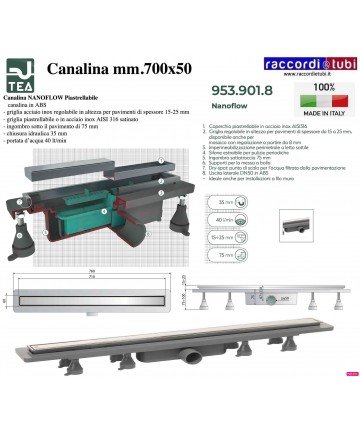 DUSCHKANAL 700x50mm TEA OMP...