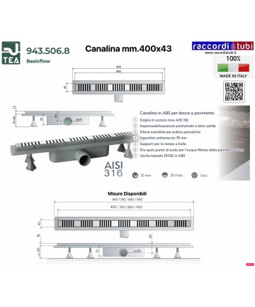 DUSCHKANAL 400X43mm TEA OMP...