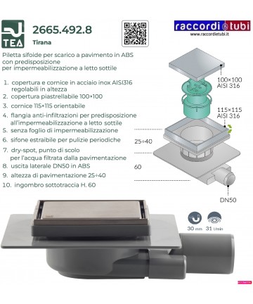 FUSSBODENABLASS ABS INOX...