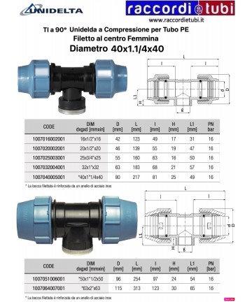 90° TEE F.40X1.1/4X40...