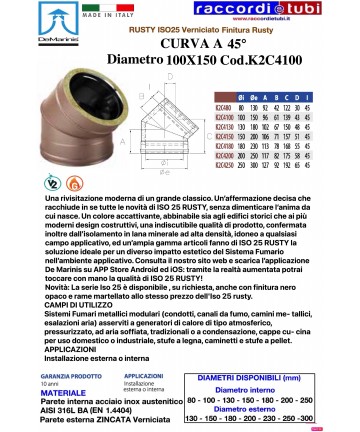 DE MARINIS RUSTY CURVA 45°...