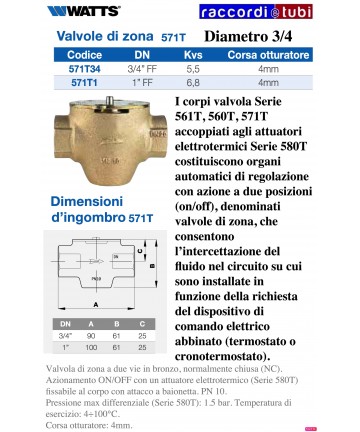 VALVOLA WATTS DI ZONA 3/4 2...