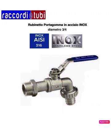 RUBINETTO PORTAGOMMA INOX 3/4