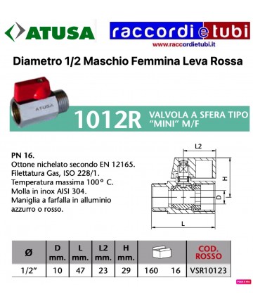 MINI-KUGELVENTIL MF õ 1/2 ROT