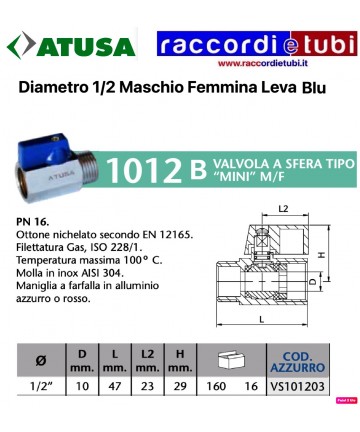 KUGELVENTIL MINI MF õ 1/2 BLAU