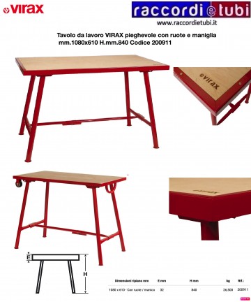 TAVOLO VIRAX CON SET RUOTE...