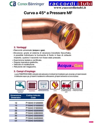 CURVA RAME A PRESSARE 45°...