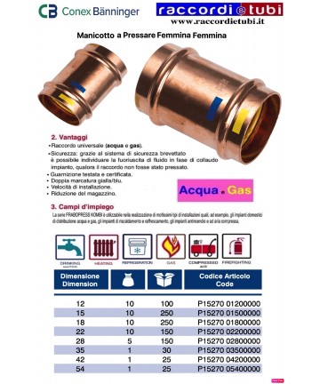 PRESSFITTING AUS Kupfer FF 15