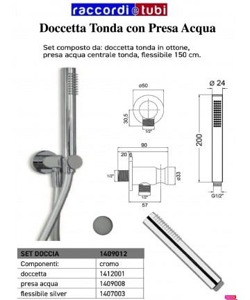 SET DOCCIA TONDA OTTONE CON...