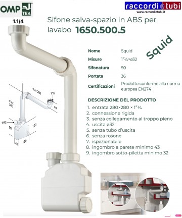 SIFONE LAVABO IN  PP MINIMO...