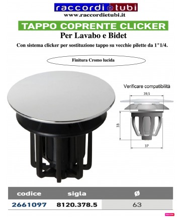 TAPPO COPRENTE CLICKER D.63mm