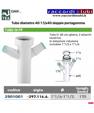 TUBO IN PP 11/2''x40 CON 2...
