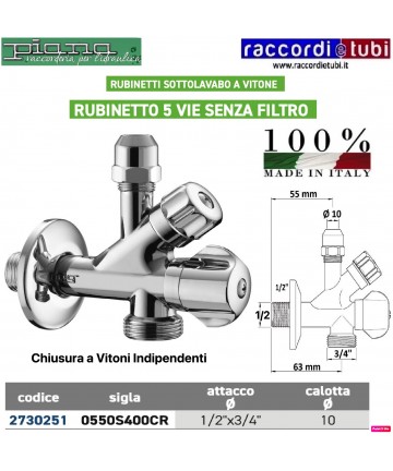 RUBINETTO SOTTOLAVABO A 5...