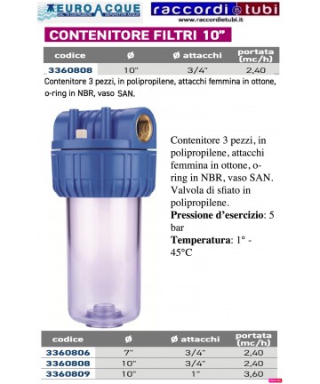 CONTENITORE PER FILTRI DA...