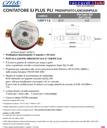 CONTATORE ACQUA CALDA 3/4''...