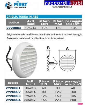 GRIGLIA TONDA IN ABS BIANCA...