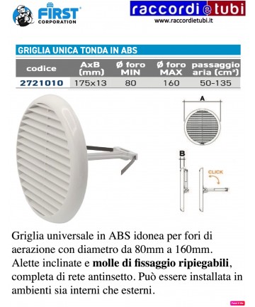 GRIGLIA TONDA UNICA IN  ABS...