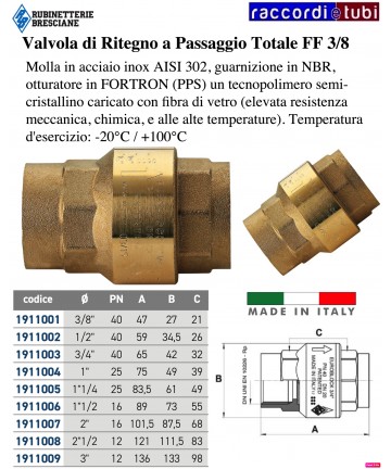 VALVOLA DI RITEGNO D.3/8''
