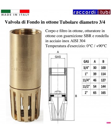 VALV.DI FONDO TUBOLARE D.3/4''