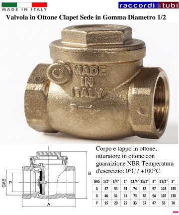 VALVOLA CLAPET D.1/2'' SEDE...