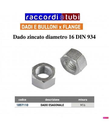 DADO ESAGONALE ZINCATO M16...