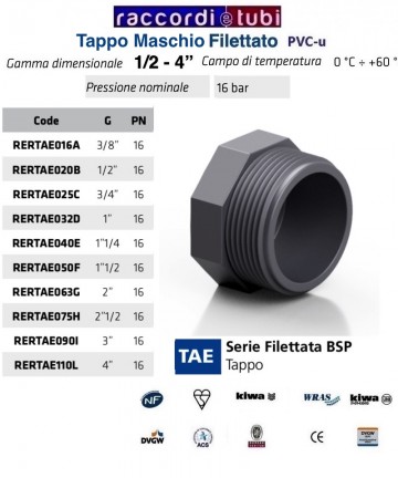 TAPPO PVC MASCHIO DIAMETRO...