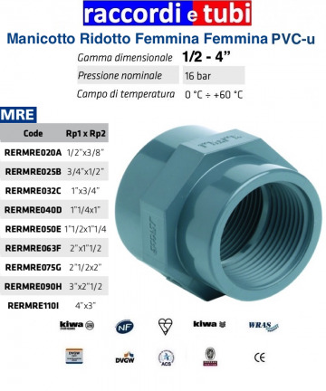 PVC REDUZIERTES F.F. 1/2X3/4