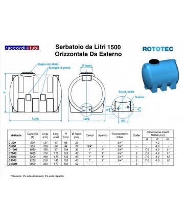 SERBATOIO ORIZZ.LT.1500 DA...