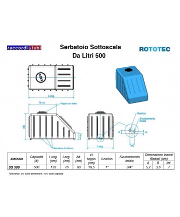 SERBATOIO PER ACQUA POTABILE DA SOTTOSCALA Colore verdolino Litri