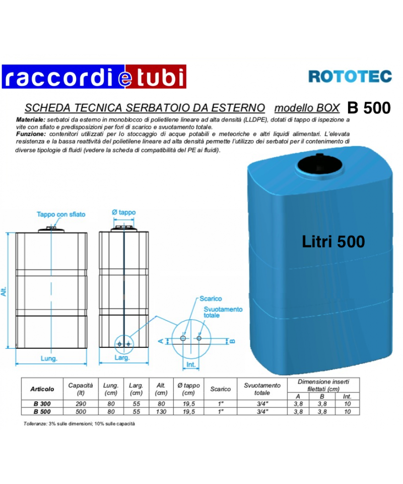 SERBATOIO BOX LT.500 B-500 ROTOTEC
