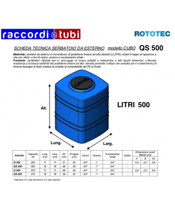 QUADER CISTERN LT.500 QS500...