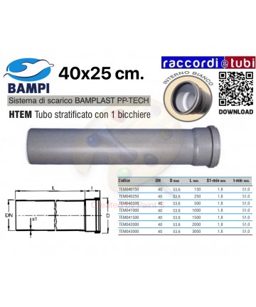 TUBE PP-TECH 1 GLAS 40x25 cm.