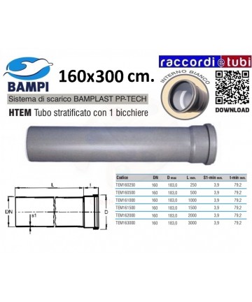 TUBO PP-TECH 1 GLAS 160x300...