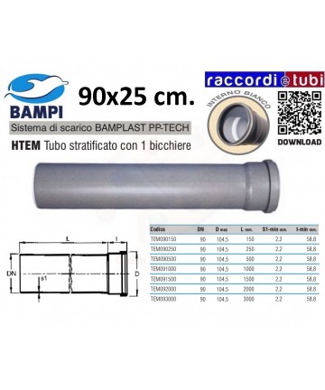 TUBO PP-TECH 1 GLAS 90x25 cm.