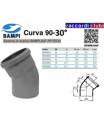 ECKENSTÜCK PP-H/MC Ø 90-30°