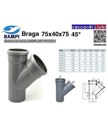 BRAGA MIT PP-H/MC 75X40X75 45°