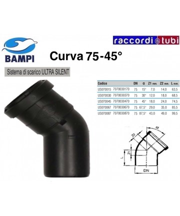 ULTRA SILENT Bogen DN.75  45°